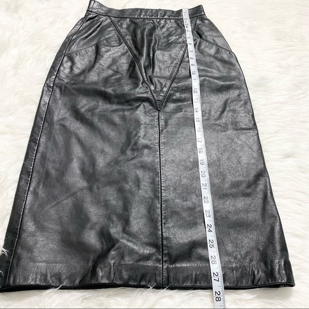 WILSONS Vintage Black Leather Pencil Skirt - Picture 5 of 7